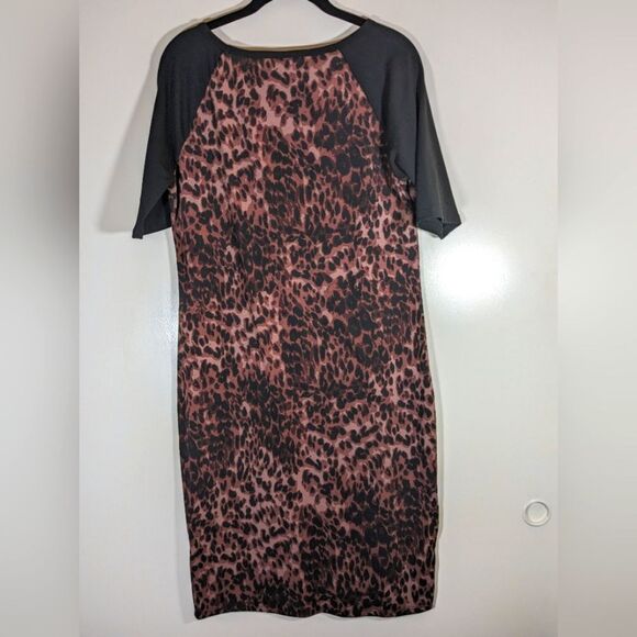 LuLaRoe Leopard Print Randy T Dress Size Large - Picture 2 of 9